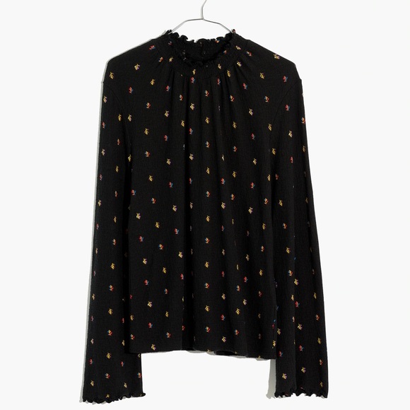 Texture & Thread Ruffled Mockneck Top in Rainbow Buds EUC - Picture 5 of 8